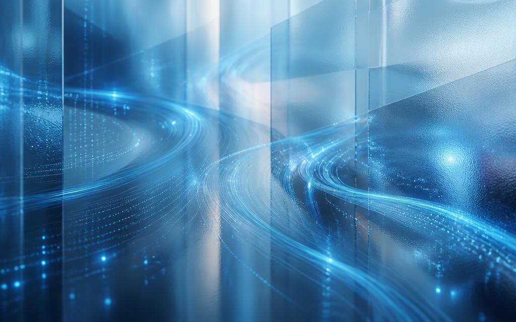 Abstract flowing data streams with soft light refraction, representing Absolute Velocity Labs applied AI systems