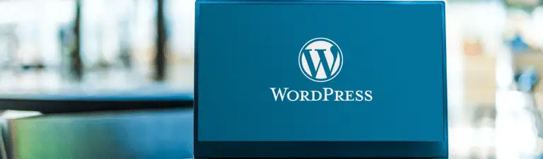WordPress logo on a blue background, symbolizing digital marketing and web development solutions offered by Absolute Velocity Labs.