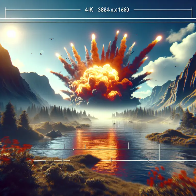 Scenic landscape with mountains and a lake, featuring a dramatic explosion in the sky, symbolizing impactful changes in digital marketing strategies and SEO practices.