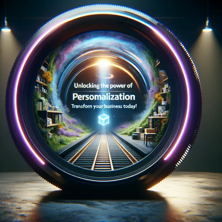 Unlocking the power of personalization with a vibrant portal image, featuring a glowing text overlay and a scenic path leading to transformative business opportunities.