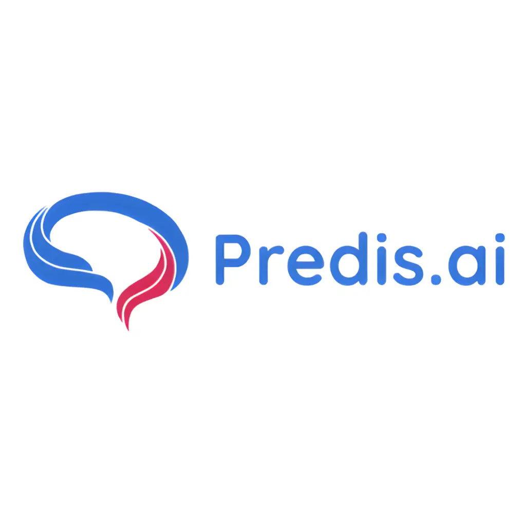 Predis.ai logo featuring a stylized speech bubble design in blue and red, representing eCommerce social media automation and marketing solutions.