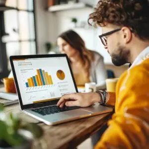 Local SEO consultant assisting a small business owner in Golden Valley with website analytics